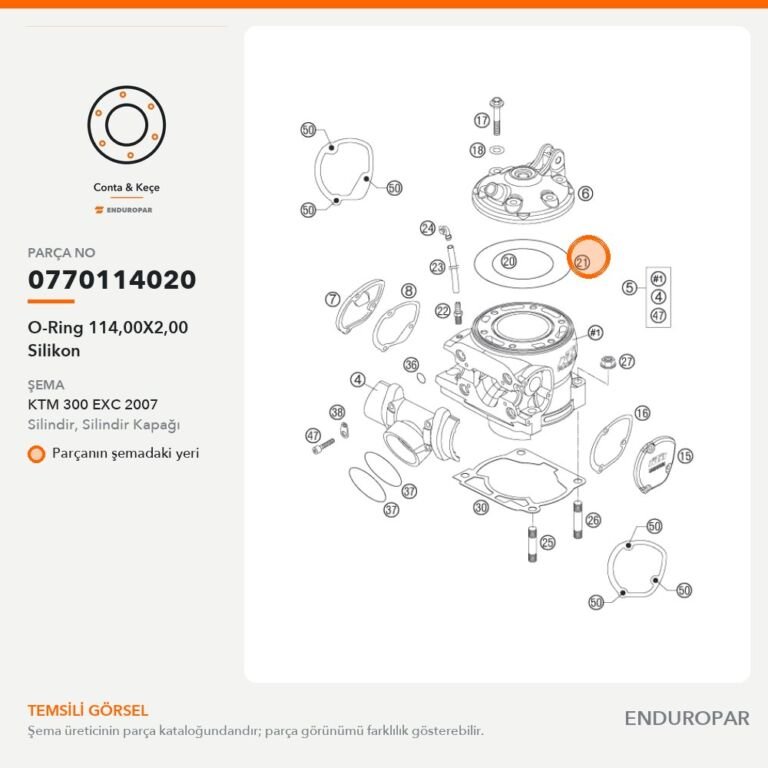 O-Ring 114,00X2,00 Silikon 0770114020 parça şeması