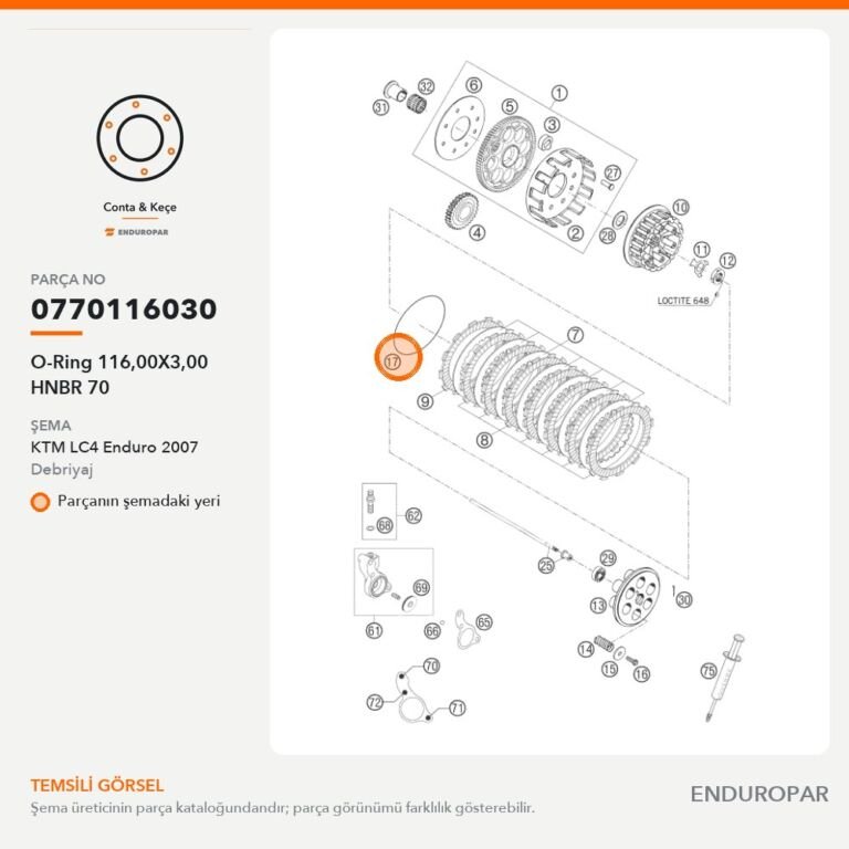 O-Ring 116,00X3,00 HNBR 70 0770116030 parça şeması