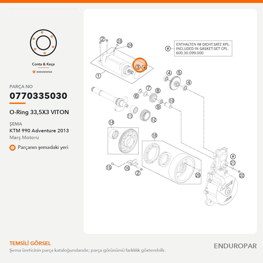 O-Ring 33,5X3 VITON 0770335030 parça şeması