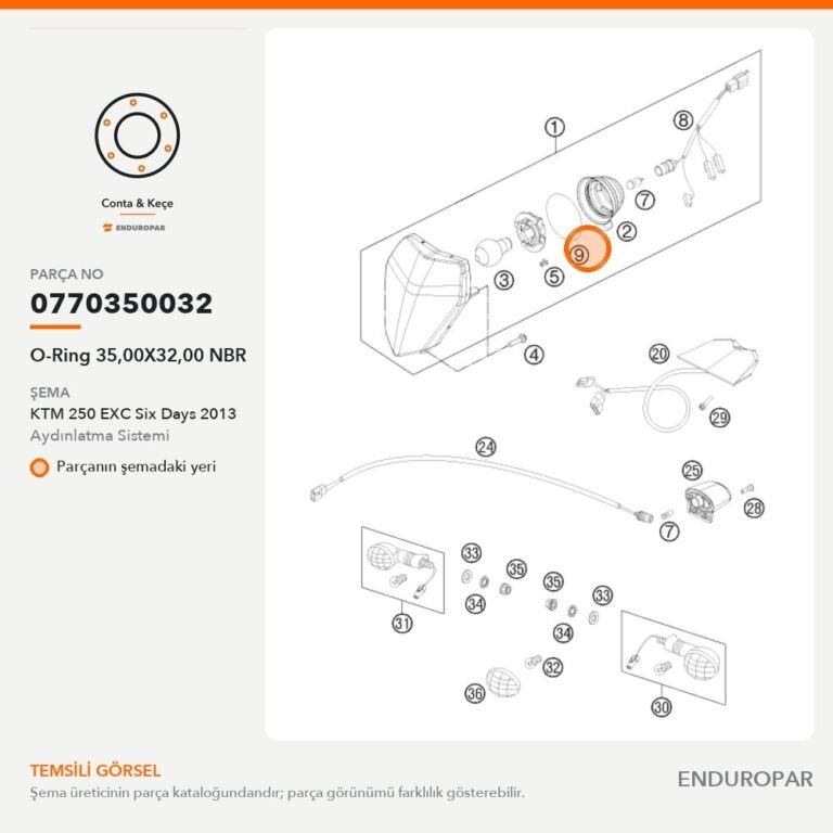 O-Ring 35,00X32,00 NBR 0770350032 parça şeması