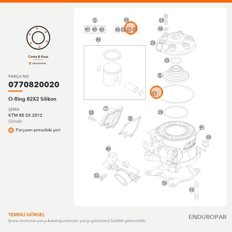O-Ring 82X2 Silikon 0770820020 parça şeması