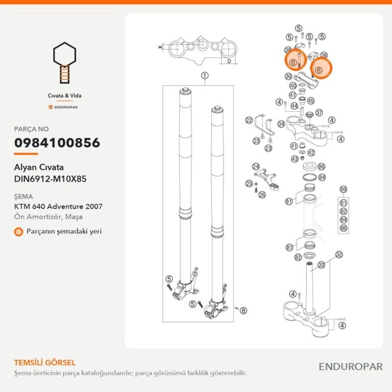 Alyan Cıvata DIN6912-M10X85 0984100856 parça şeması
