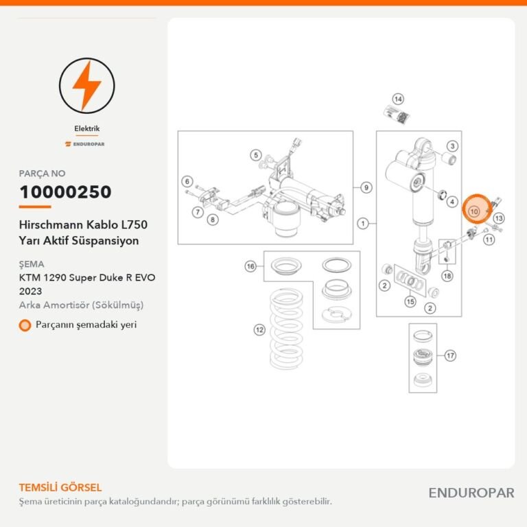 Hirschmann Kablo L750 Yarı Aktif Süspansiyon 10000250 parça şeması