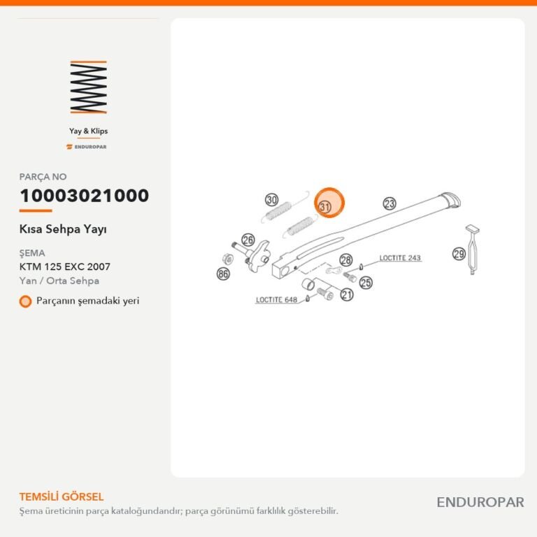 Kısa Sehpa Yayı 10003021000 parça şeması