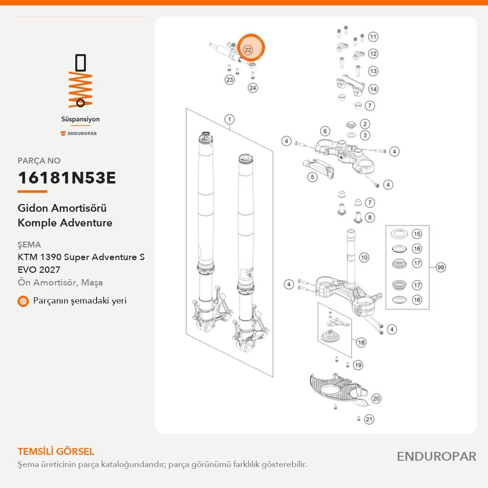 Gidon Amortisörü Komple Adventure 16181N53E parça şeması