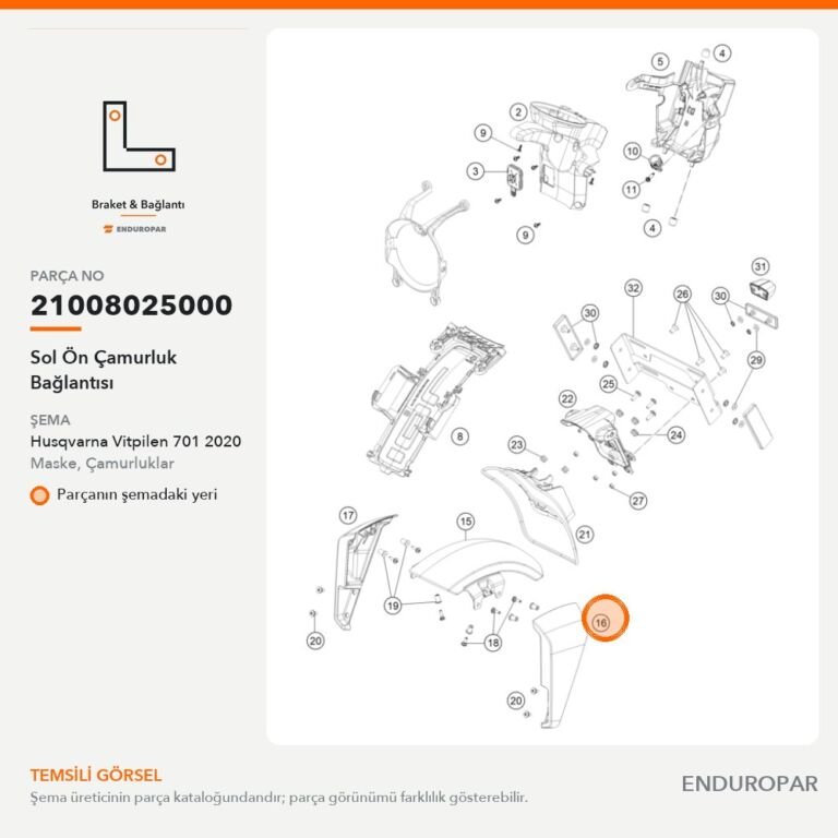 Sol Ön Çamurluk Bağlantısı 21008025000 parça şeması