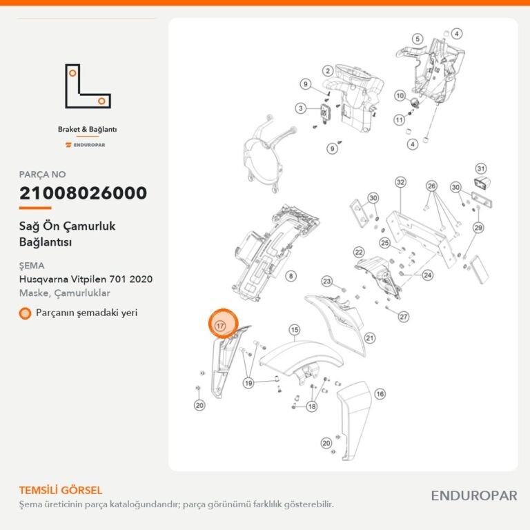 Sağ Ön Çamurluk Bağlantısı 21008026000 parça şeması