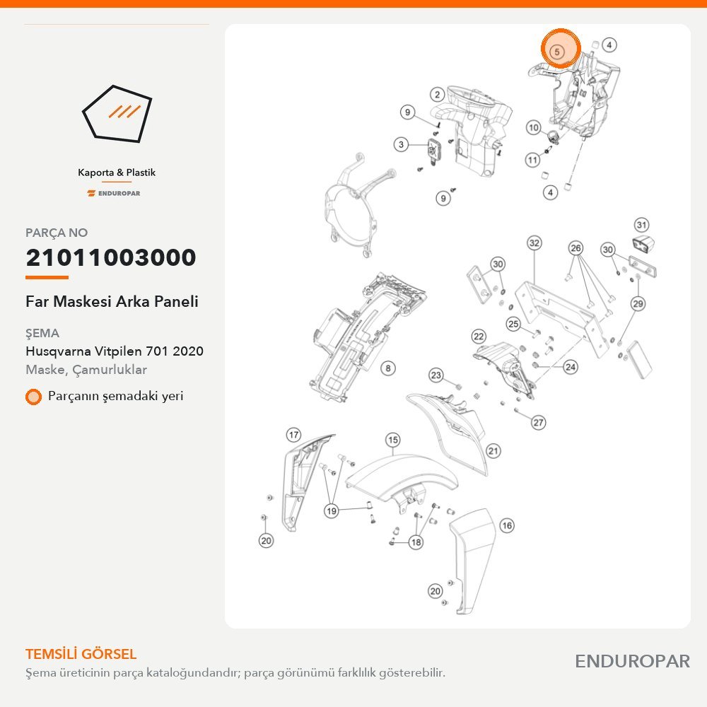 Far Maskesi Arka Paneli 21011003000 parça şeması