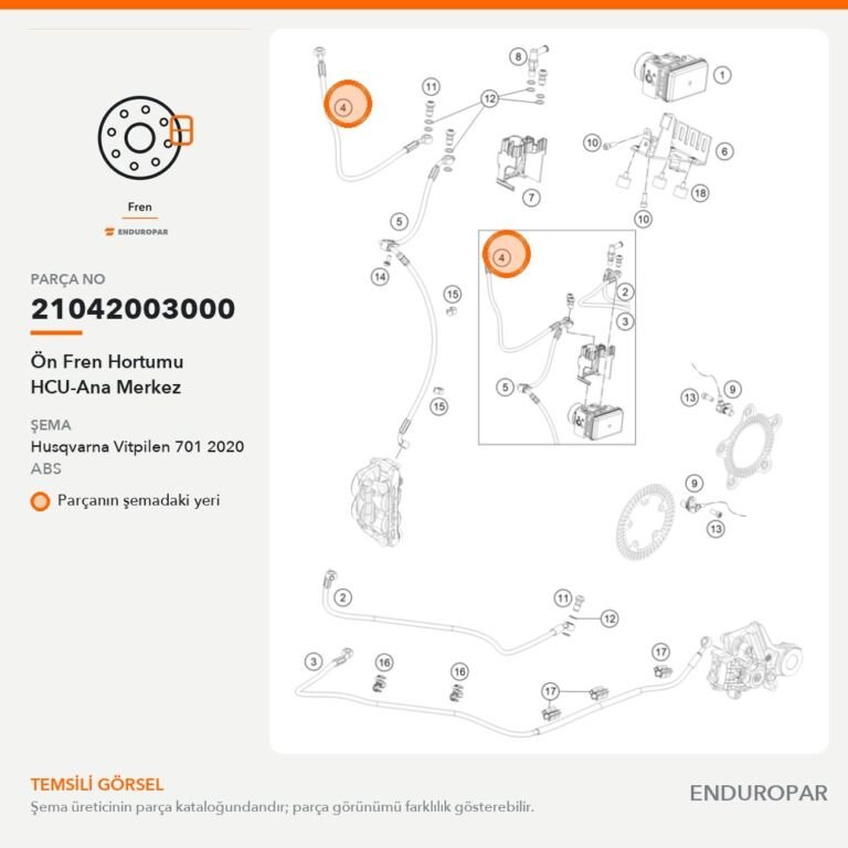 Ön Fren Hortumu HCU-Ana Merkez 21042003000 parça şeması