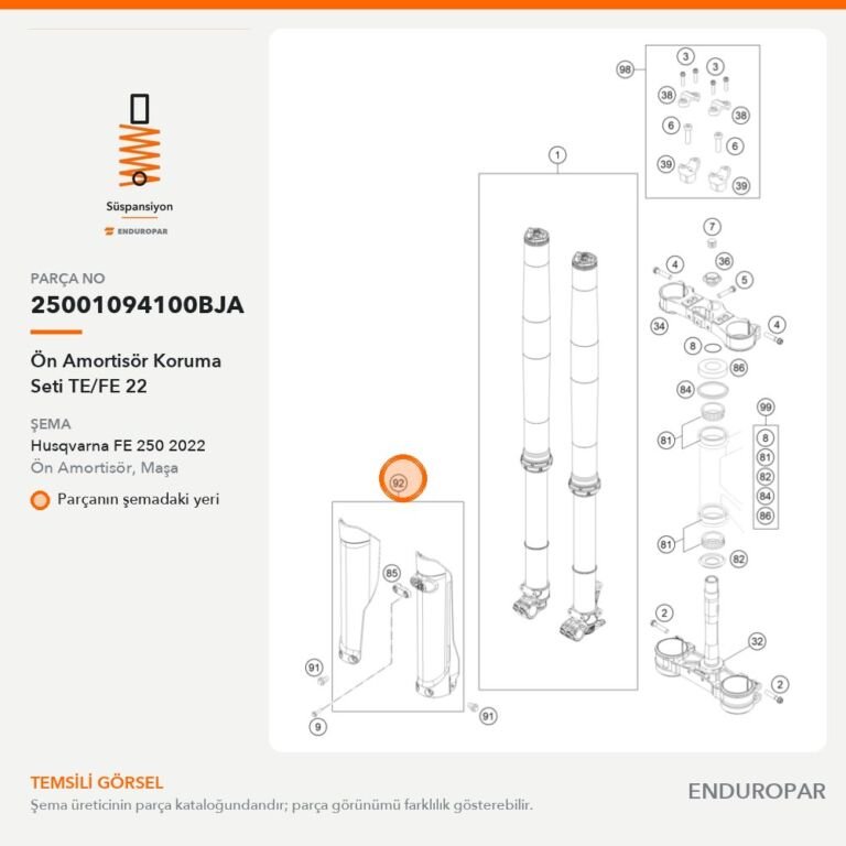 Ön Amortisör Koruma Seti TE/FE 22 25001094100BJA parça şeması