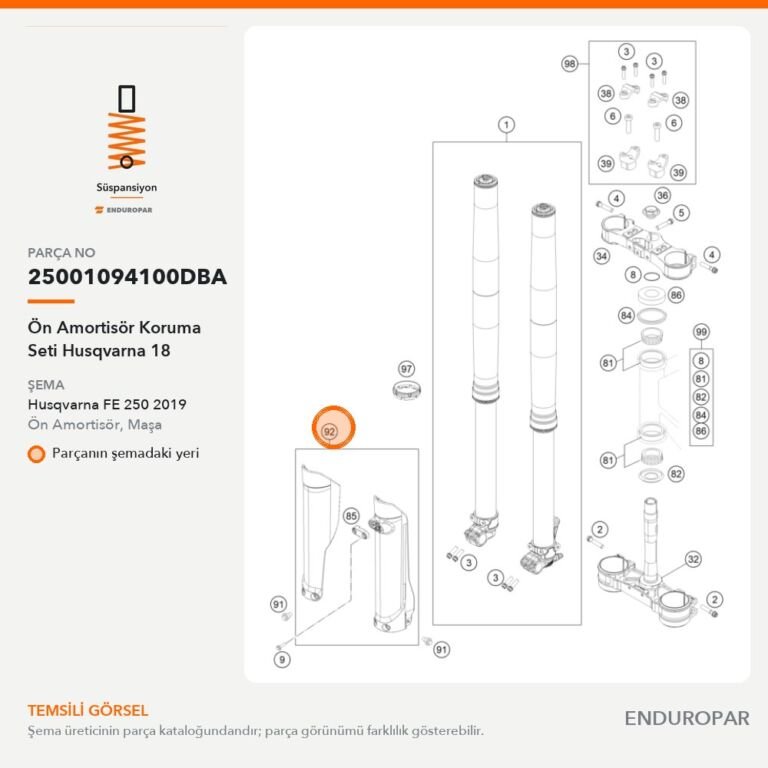Ön Amortisör Koruma Seti Husqvarna 18 25001094100DBA parça şeması