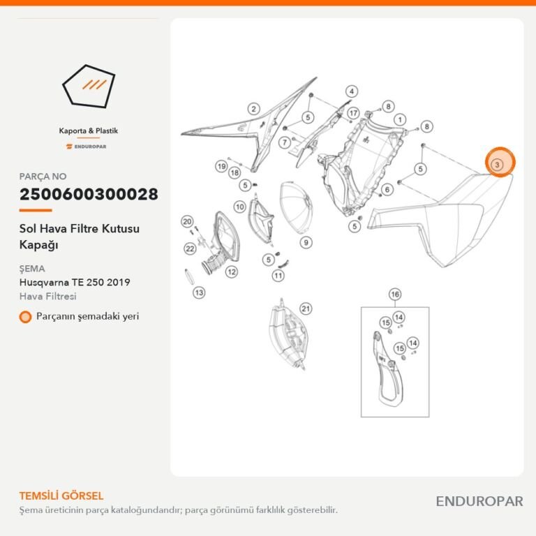 Sol Hava Filtre Kutusu Kapağı 2500600300028 parça şeması