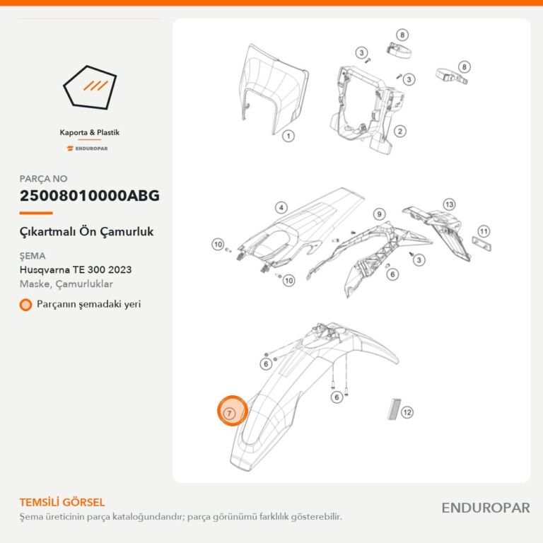 Çıkartmalı Ön Çamurluk 25008010000ABG parça şeması