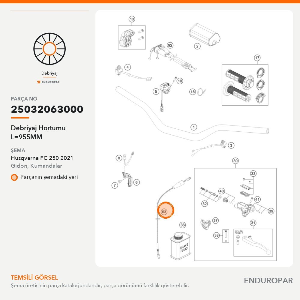 Debriyaj Hortumu L=955MM 25032063000 parça şeması