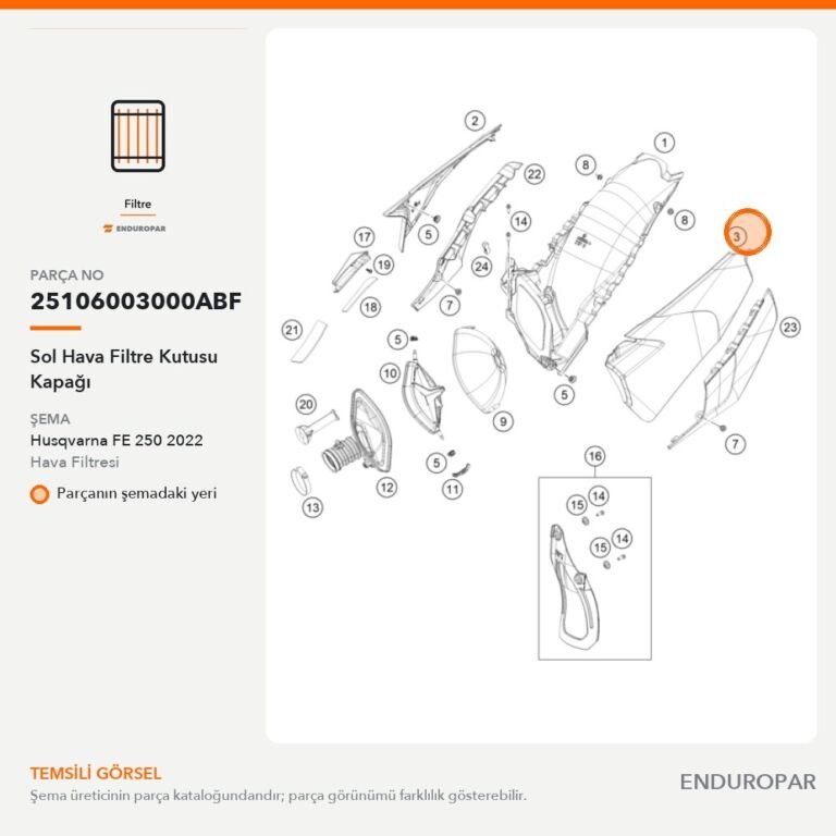 Sol Hava Filtre Kutusu Kapağı 25106003000ABF parça şeması