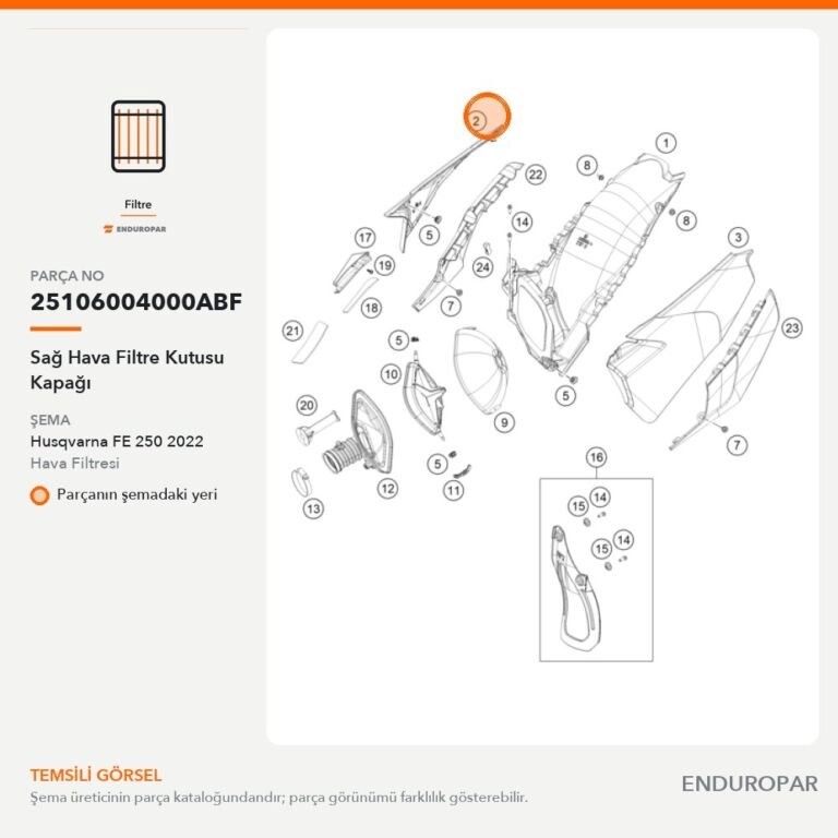 Sağ Hava Filtre Kutusu Kapağı 25106004000ABF parça şeması