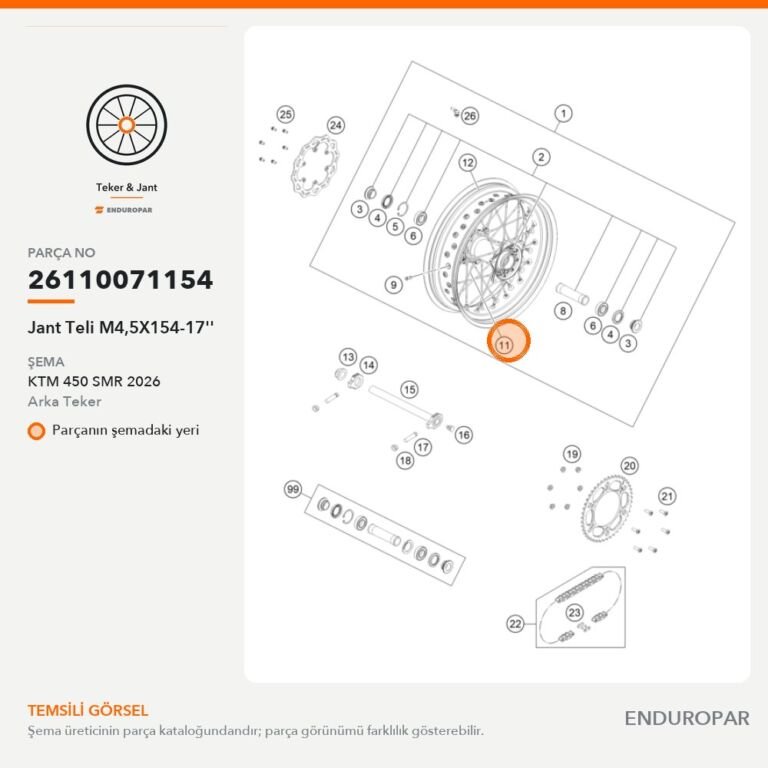 Jant Teli M4,5X154-17'' 26110071154 parça şeması