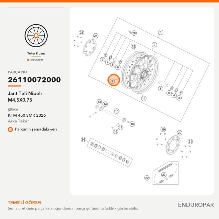 Jant Teli Nipeli M4,5X0,75 26110072000 parça şeması
