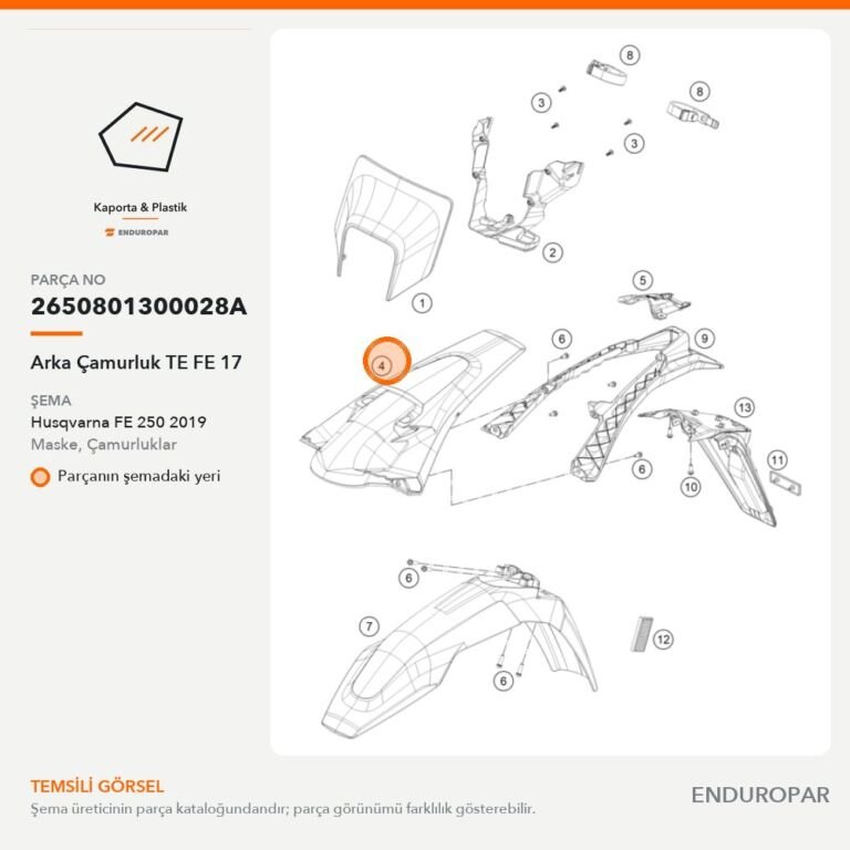 Arka Çamurluk TE FE 17 2650801300028A parça şeması
