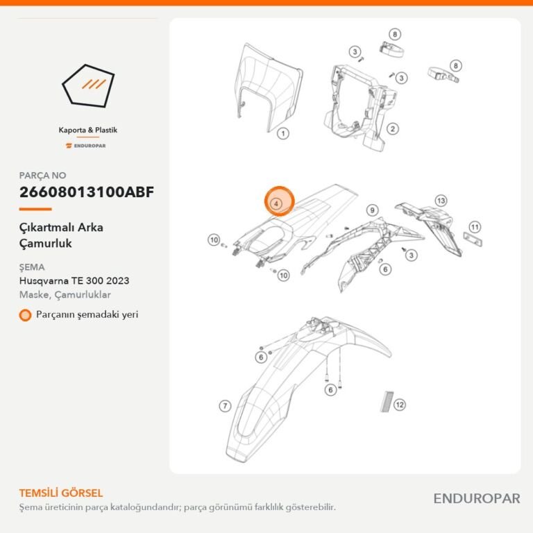 Çıkartmalı Arka Çamurluk 26608013100ABF parça şeması