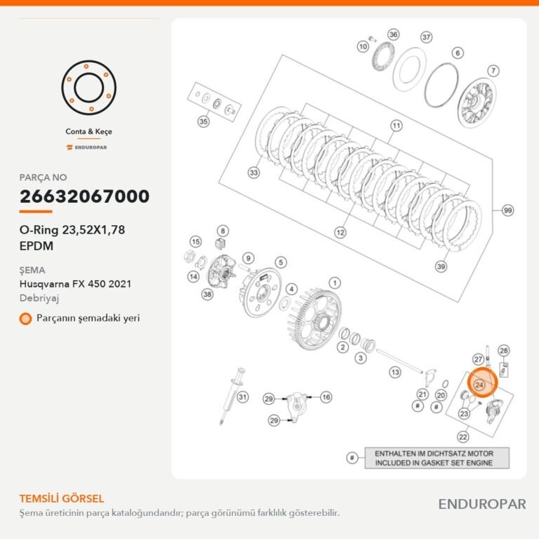 O-Ring 23,52X1,78 EPDM 26632067000 parça şeması