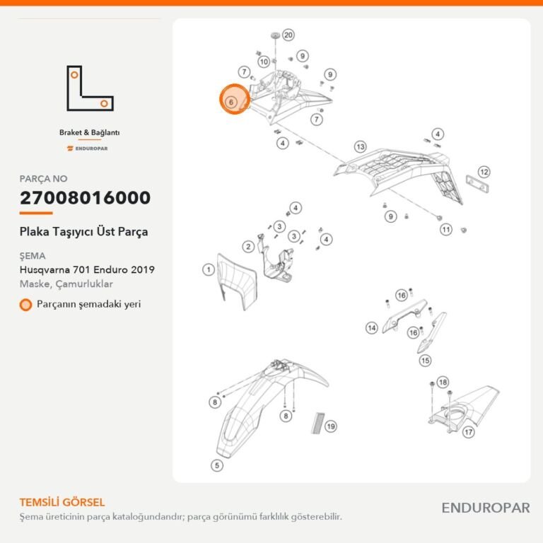 Plaka Taşıyıcı Üst Parça 27008016000 parça şeması