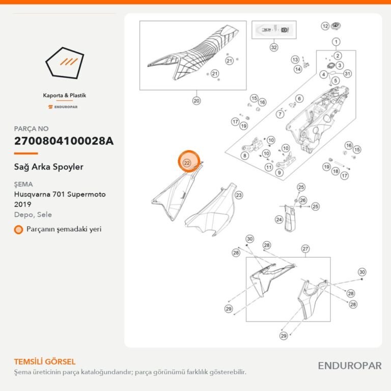 Sağ Arka Spoyler 2700804100028A parça şeması