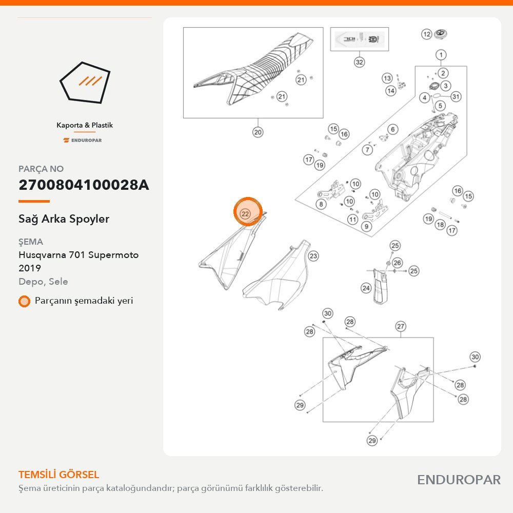 Sağ Arka Spoyler 2700804100028A parça şeması
