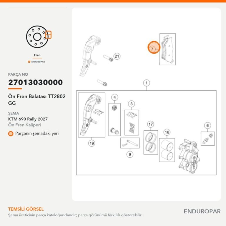 Ön Fren Balatası TT2802 GG 27013030000 parça şeması