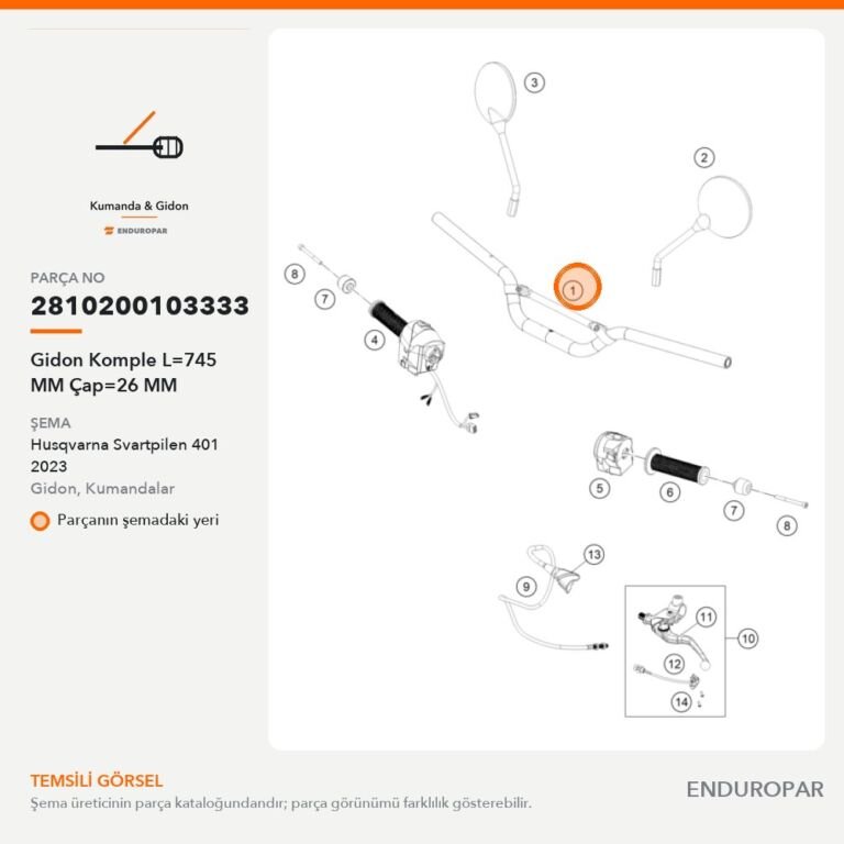 Gidon Komple L=745 MM Çap=26 MM 2810200103333 parça şeması