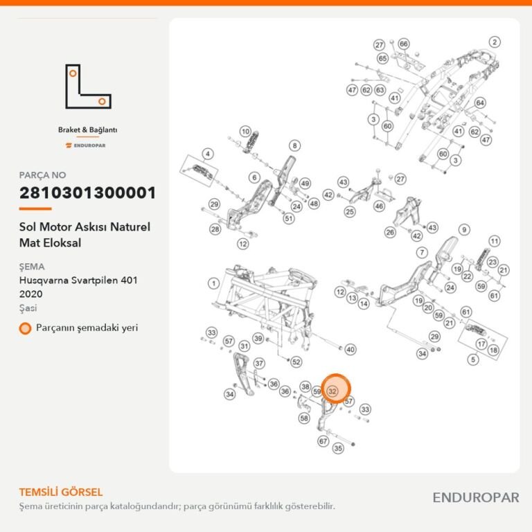 Sol Motor Askısı Naturel Mat Eloksal 2810301300001 parça şeması