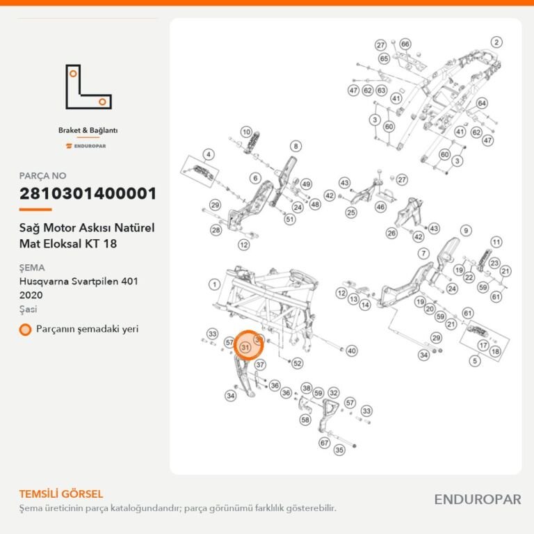 Sağ Motor Askısı Natürel Mat Eloksal KT 18 2810301400001 parça şeması