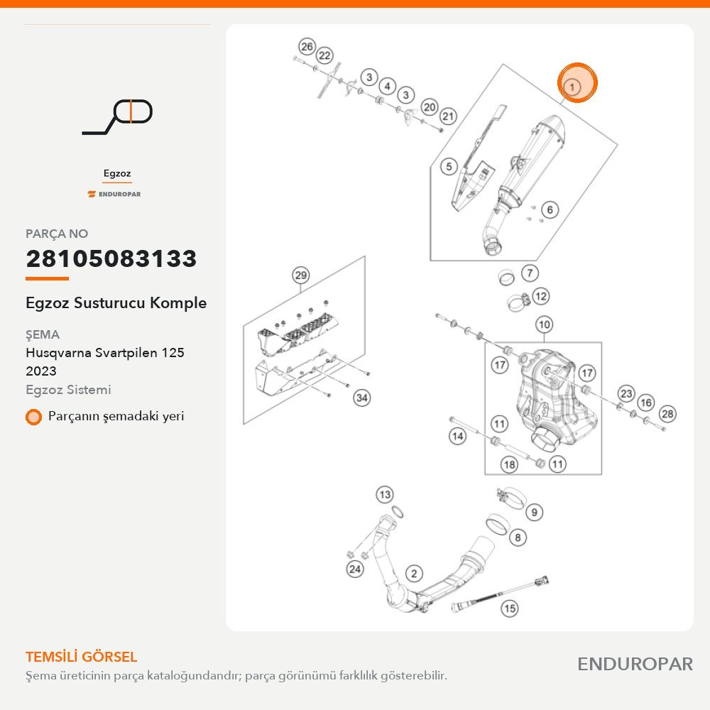 Egzoz Susturucu Komple 28105083133 parça şeması