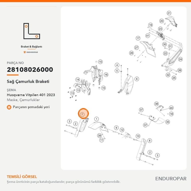 Sağ Çamurluk Braketi 28108026000 parça şeması