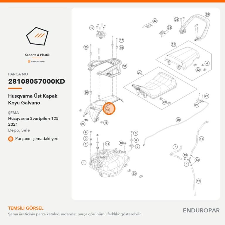 Husqvarna Üst Kapak Koyu Galvano 28108057000KD parça şeması