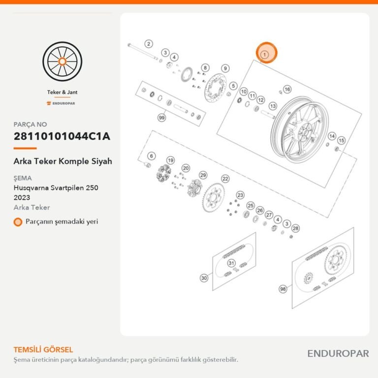Arka Teker Komple Siyah 28110101044C1A parça şeması