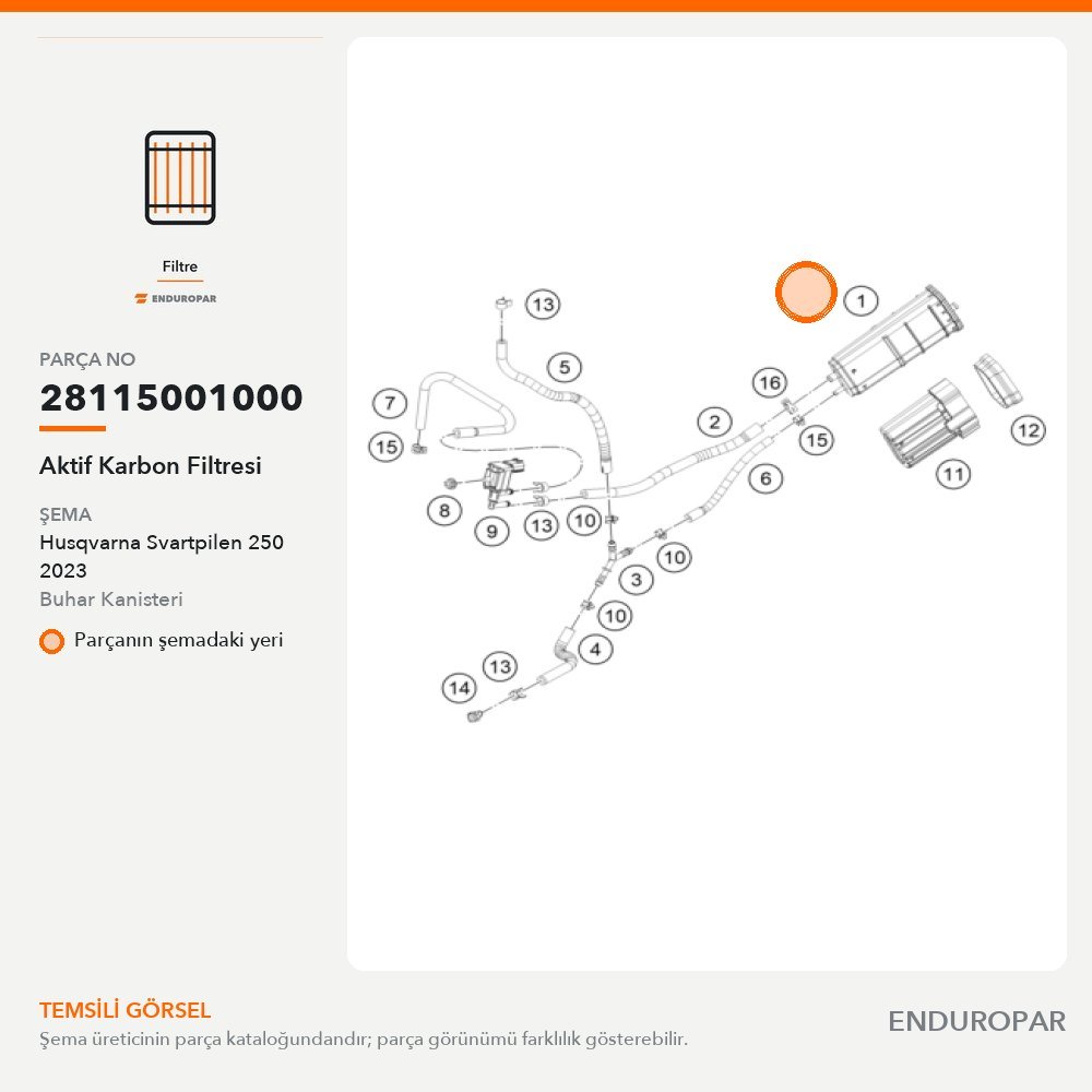 Aktif Karbon Filtresi 28115001000 parça şeması