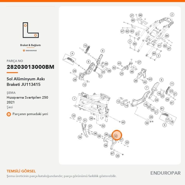 Sol Alüminyum Askı Braketi JU113415 28203013000BM parça şeması