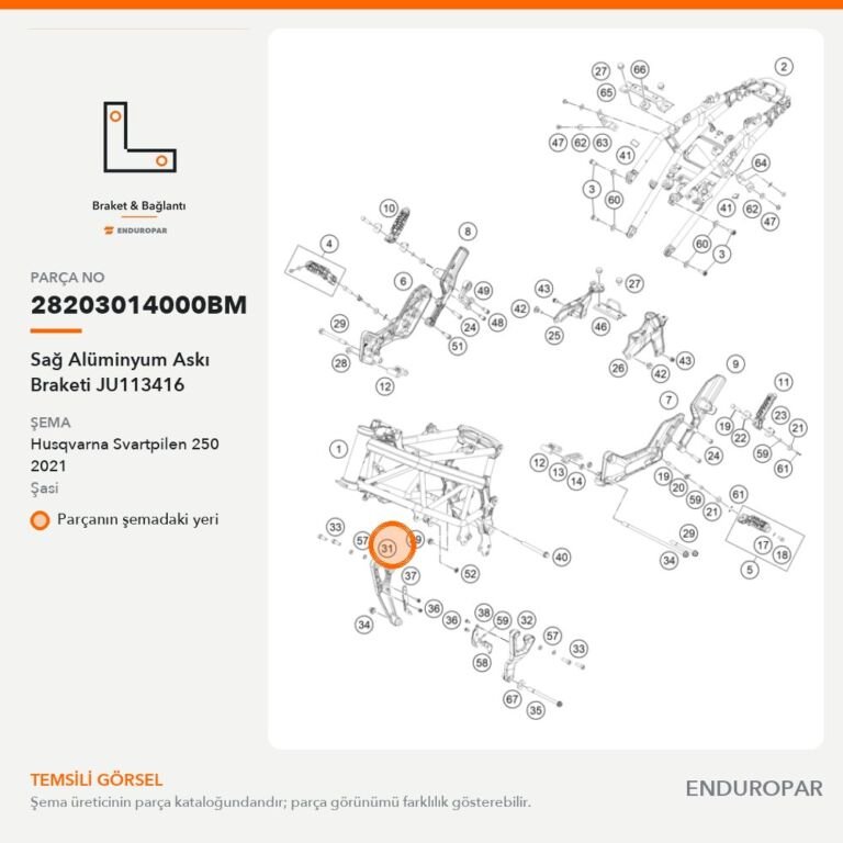 Sağ Alüminyum Askı Braketi JU113416 28203014000BM parça şeması