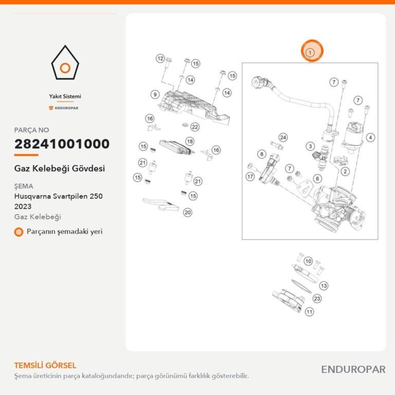 Gaz Kelebeği Gövdesi 28241001000 parça şeması
