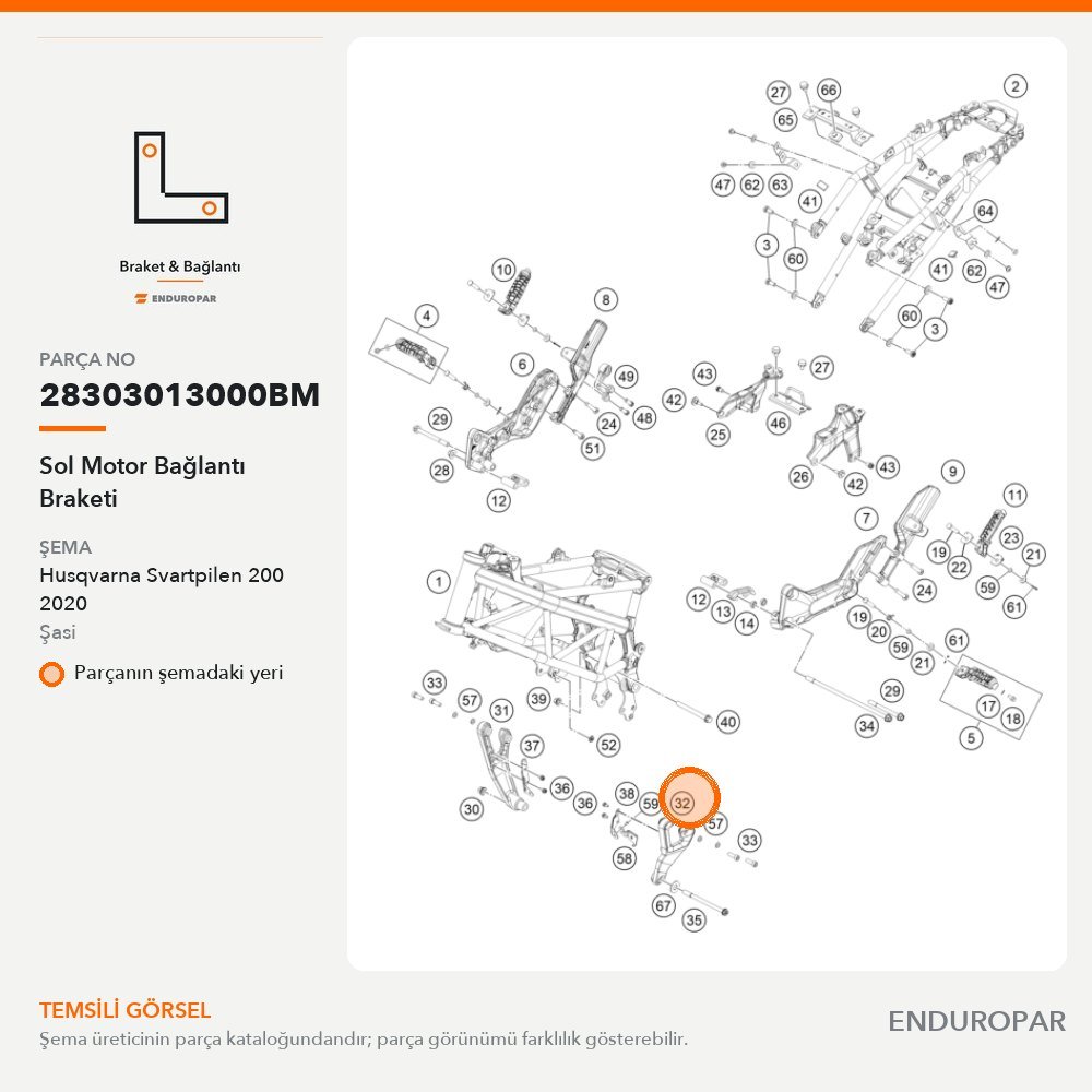 Sol Motor Bağlantı Braketi 28303013000BM parça şeması