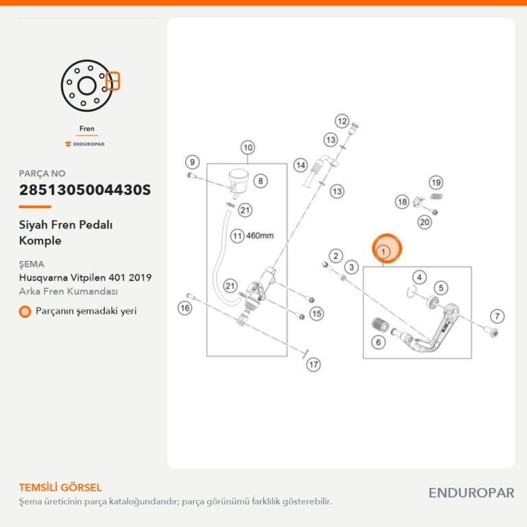 Siyah Fren Pedalı Komple 2851305004430S parça şeması