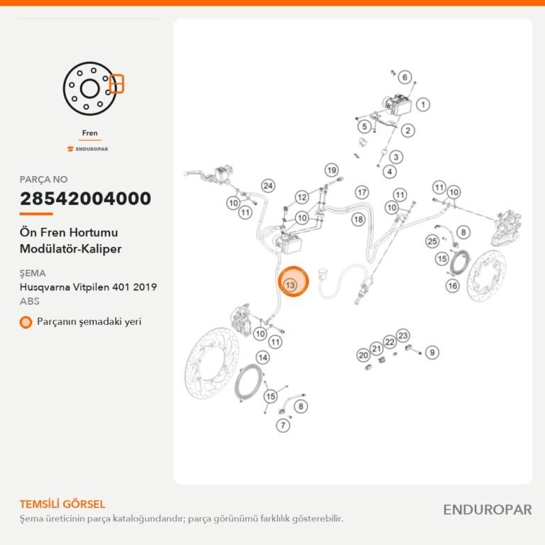 Ön Fren Hortumu Modülatör-Kaliper 28542004000 parça şeması