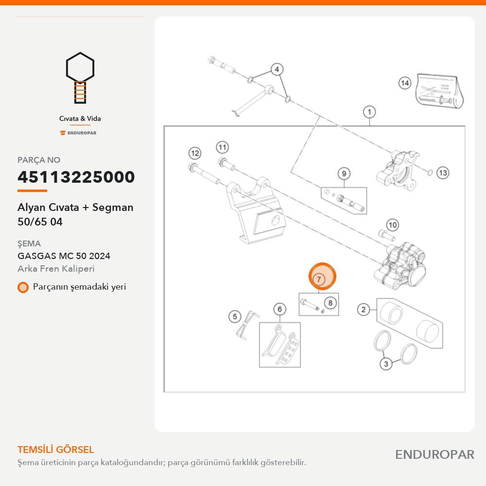 Alyan Cıvata + Segman 50/65 04 45113225000 parça şeması