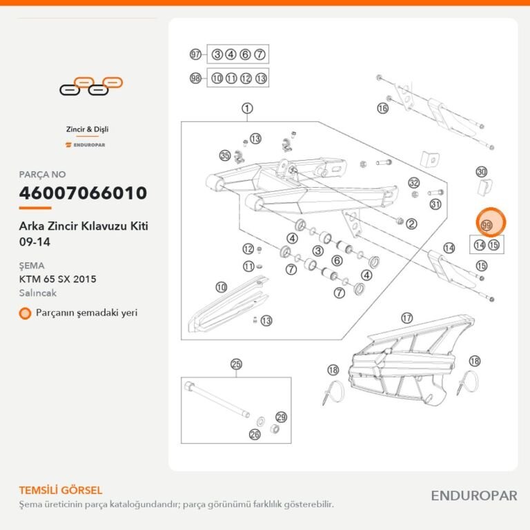 Arka Zincir Kılavuzu Kiti 09-14 46007066010 parça şeması