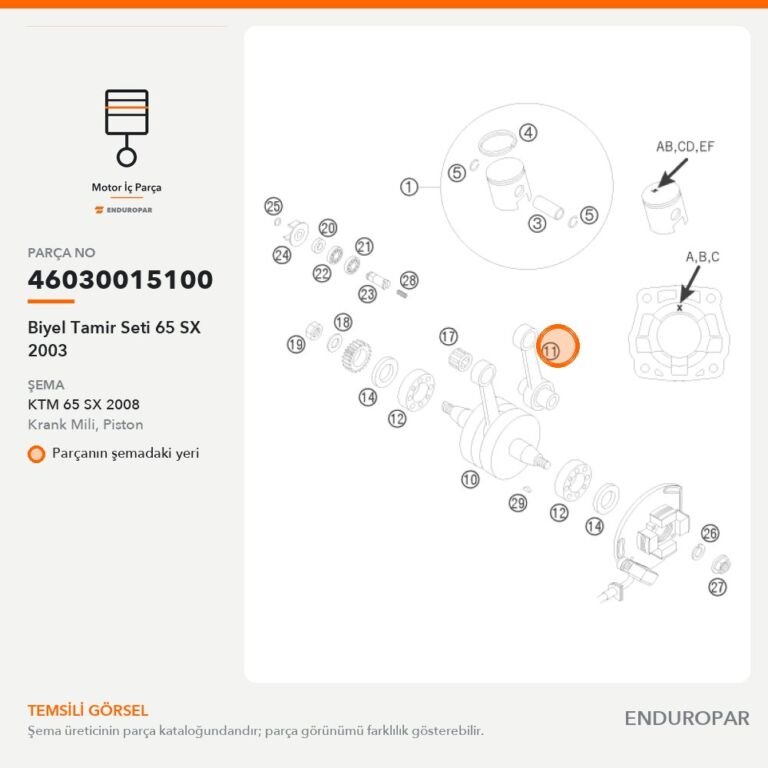 Biyel Tamir Seti 65 SX 2003 46030015100 parça şeması