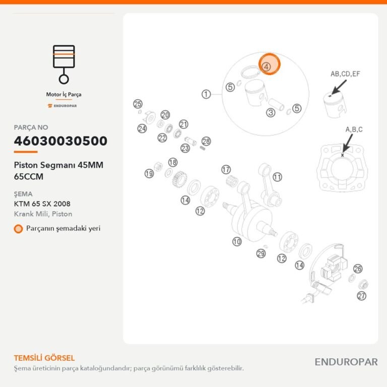 Piston Segmanı 45MM 65CCM 46030030500 parça şeması
