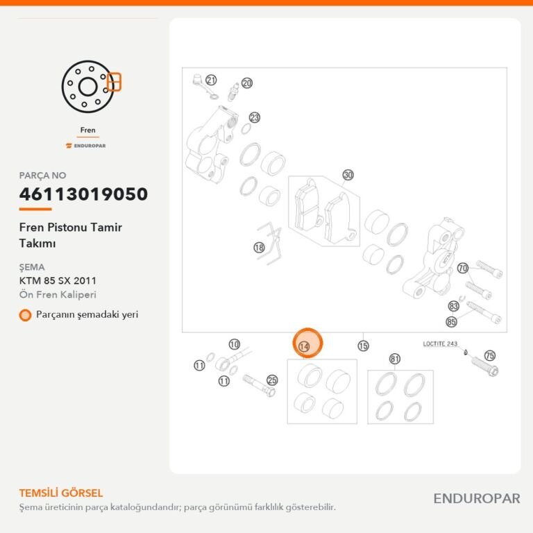 Fren Pistonu Tamir Takımı 46113019050 parça şeması