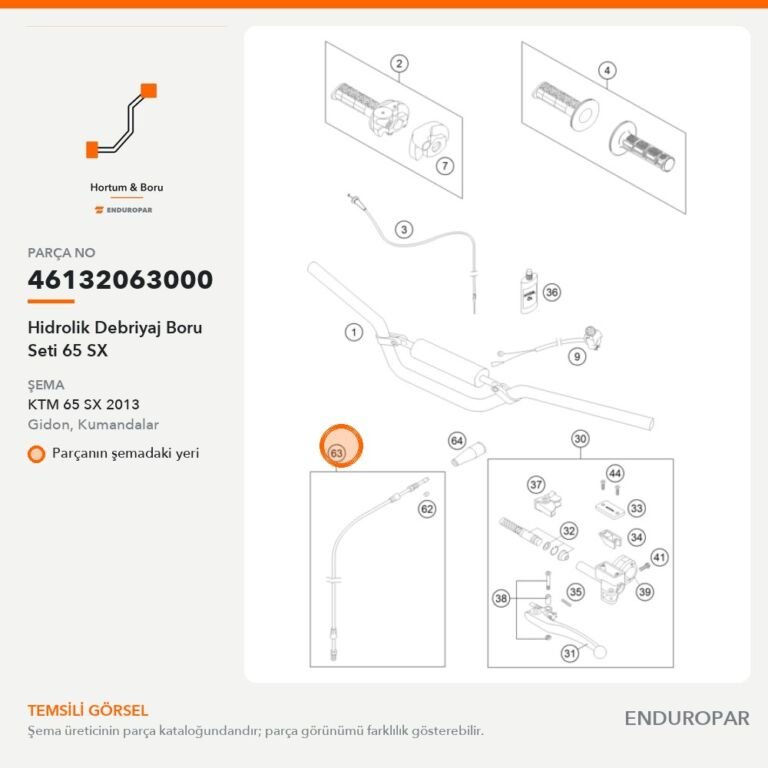 Hidrolik Debriyaj Boru Seti 65 SX 46132063000 parça şeması