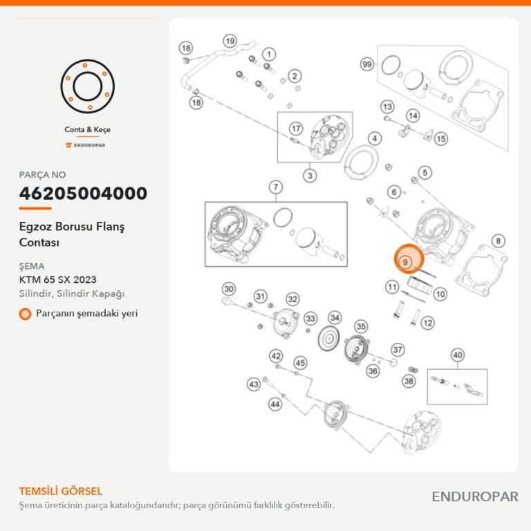 Egzoz Borusu Flanş Contası 46205004000 parça şeması